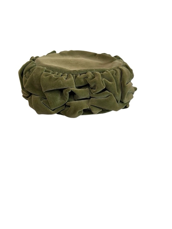 Vintage Jacobson\'s Olive Green Velvet Ruffled Cloche/Pillbox Hat main image 11